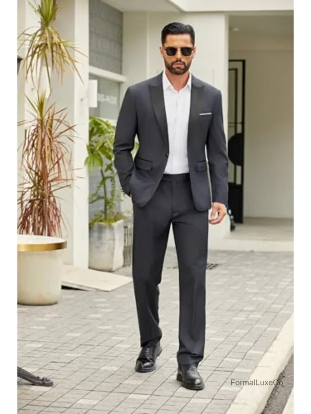 Men's 2 Piece Tuxedo Suit Set with Dress Pants & Bow Tie